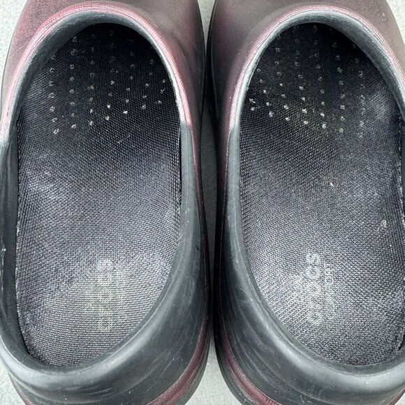 CROCS Clogs Shoes Women's Sz 8 Black & Burgundy Neria Pro II Dual Distressed - Picture 10 of 13